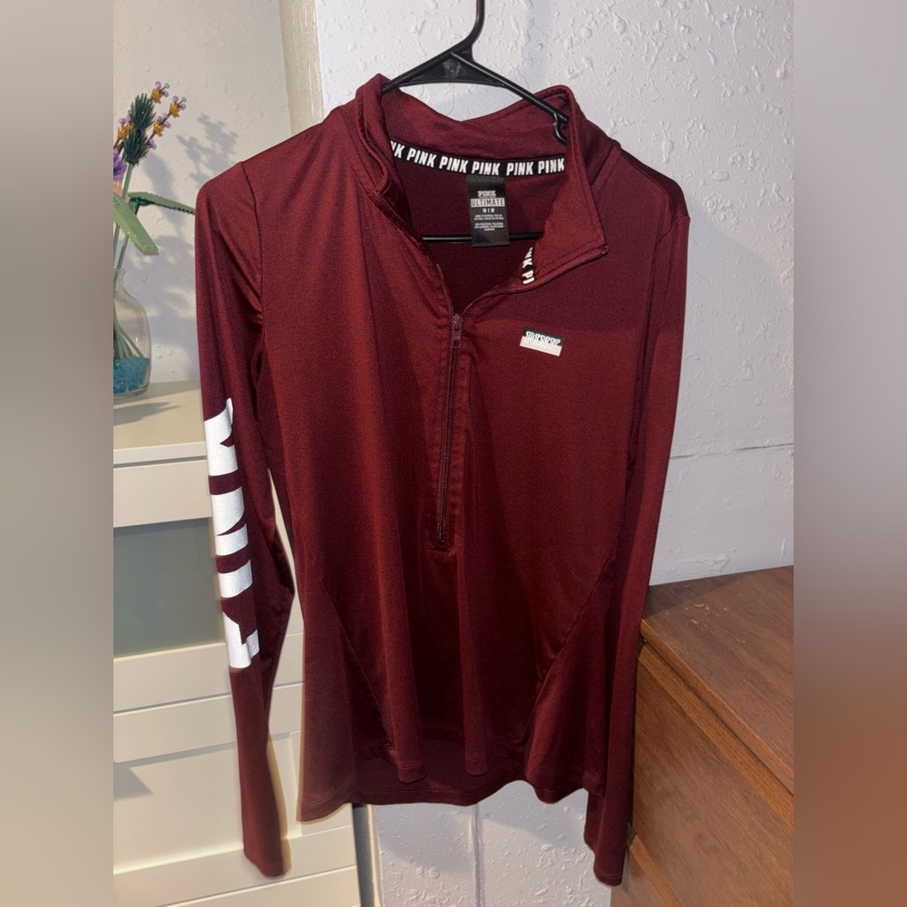 Quarter zip PINK top medium